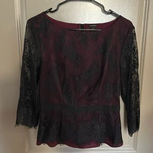 Ann Taylor Lace Peplum Fit Blouse